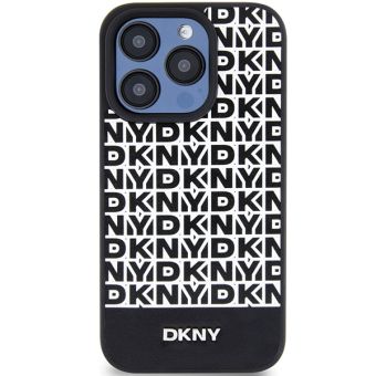 DKNY PU Leather Repeat Pattern Bottom Stripe MagSafe Apple iPhone 15 Pro Max DKHMP15XPSOSPK Black
