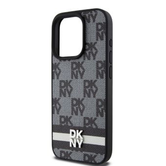 DKNY PU Leather Checkered Pattern and Stripe Apple iPhone 13 Pro DKHCP13LPCPTSSK Black