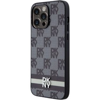 DKNY PU Leather Checkered Pattern and Stripe Apple iPhone 13 Pro DKHCP13LPCPTSSK Black