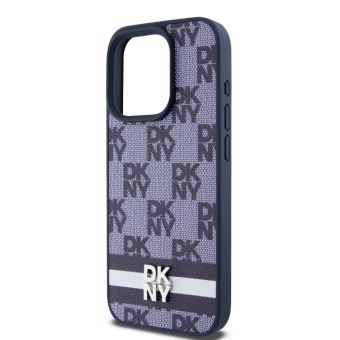DKNY PU Leather Checkered Pattern and Stripe Apple iPhone 15 Pro Max DKHCP15XPCPTSSB Blue