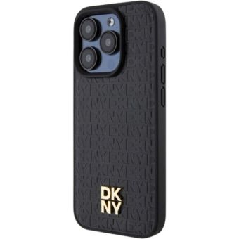 DKNY PU Leather Repeat Pattern Stack Logo Magsafe Apple iPhone 14 Pro DKHMP14LPSHRPSK Black