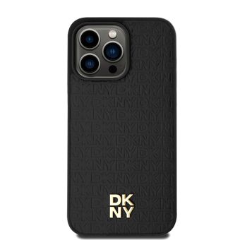 DKNY PU Leather Repeat Pattern Stack Logo Magsafe Apple iPhone 15 Pro Max DKHMP15XPSHRPSK Black