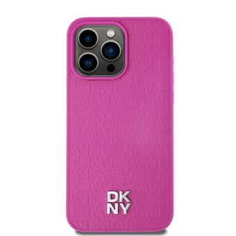 DKNY PU Leather Repeat Pattern Stack Logo Magsafe Apple iPhone 15 Pro Max DKHMP15XPSHRPSP Pink
