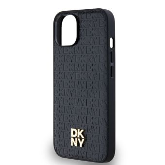 DKNY PU Leather Repeat Pattern Stack Logo Magsafe Apple iPhone 14 DKHMP14SPSHRPSK Black