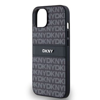 DKNY PU Leather Repeat Pattern Tonal Stripe Apple iPhone 14 DKHCP14SPRTHSLK Black