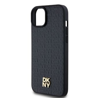 DKNY PU Leather Repeat Pattern Stack Logo Magsafe Apple iPhone 13 DKHMP13MPSHRPSK Black