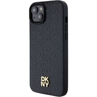 DKNY PU Leather Repeat Pattern Stack Logo Magsafe Apple iPhone 13 DKHMP13MPSHRPSK Black
