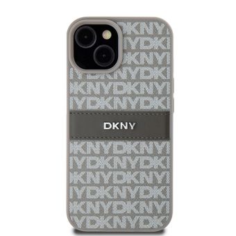 DKNY PU Leather Repeat Pattern Tonal Stripe Apple iPhone 15 DKHCP15SPRTHSLE Beige