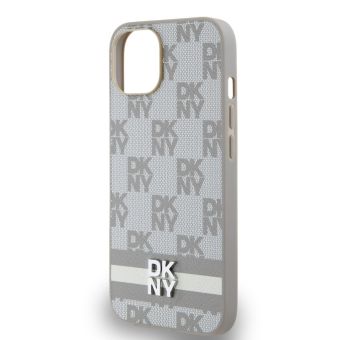 DKNY PU Leather Checkered Pattern and Stripe Apple iPhone 15 DKHCP15SPCPTSSE Beige