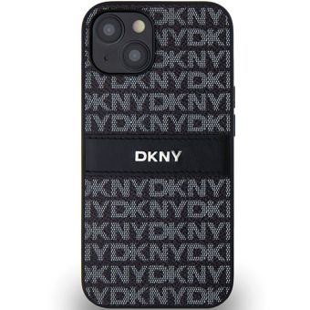 DKNY PU Leather Repeat Pattern Tonal Stripe Apple iPhone 15 DKHCP15SPRTHSLK Black