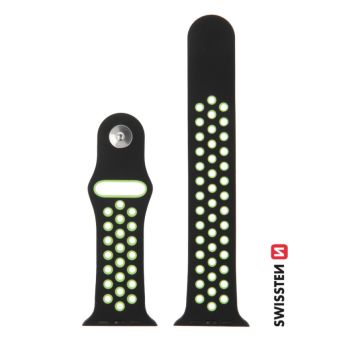 SWISSTEN Sport silikónový remienok na Apple Watch 38/40/41mm čierno-zelený