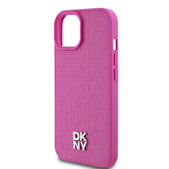 DKNY PU Leather Repeat Pattern Stack Logo Magsafe Apple iPhone 15 DKHMP15SPSHRPSP Pink