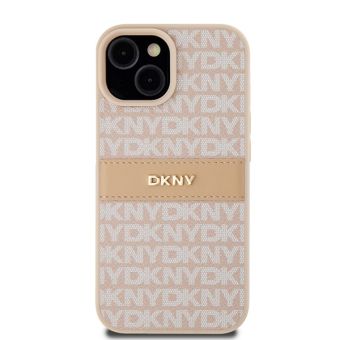 DKNY Repeat Texture Pattern W Tonal Stripe Apple iPhone 15 Plus DKHCP15MPRTHSLP Pink
