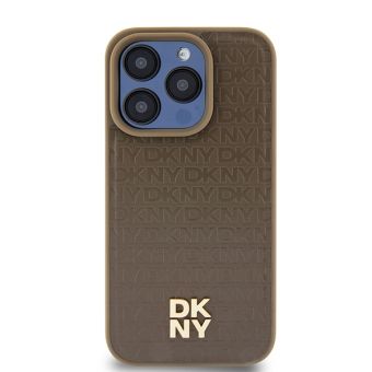 DKNY HC Magsafe PU Repeat Pattern W Stack Logo Apple iPhone 15 Pro DKHMP15LPSHRPW Brown