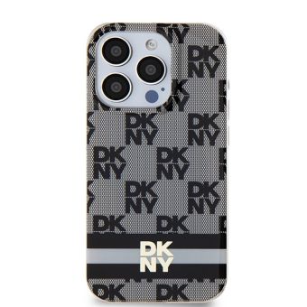 DKNY  PC/TPU Checkered Pattern W Printed Stripes MagSafe Apple Phone 15 Pro DKHMP15LHCPTSK Black