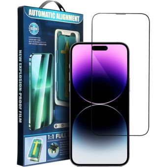 5D Full Glue Tempered Glass Apple iPhone 16 black + applicator