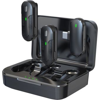 Devia M8-2-C mikrofón pre smartfón Kintone USB-C wireless 2in1 black