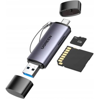 Ugreen CM185 50706 card reader SD/microSD USB-A 3.0/USB-C 3.0 gray