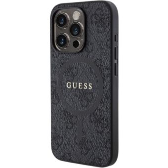 Guess PU Leather 4G Colored Ring MagSafe Apple iPhone 15 Pro GUHMP15LG4GFRK Black