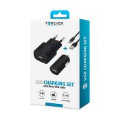 Nabíjací set USB 2 A s káblom micro USB čierny