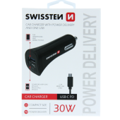 Adaptér Swissten Cl USB-C 2,4 A + kábel micro USB čierny