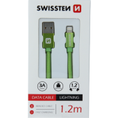Kábel USB/Lightning (8 pin) Swissten 3.0A 1,2 m zelený
