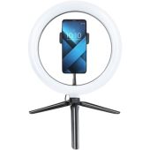 Lampa LED Ring Stream 10" s držiakom na telefón a statívom čierna