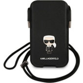 Puzdro vsuvka Karl Lagerfeld na telefón 6.1" KLHCP12MOPHKMK Saffiano Metal Logo PU S/M čierne