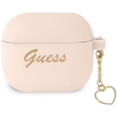 Silikónové puzdro Guess na Apple Airpods 3 GUA3LSCHSP Heart Charm ružové