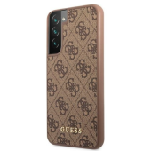 Plastové puzdro Gues na Samsung Galaxy S22 5G GUHCS22SG4GFBR Metal Gold Logo hnedé