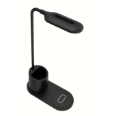 Stolná LED lampa Rebeltec s indukčnou nabíjačkou QI W600 10W čierna