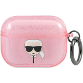 Silikónové puzdro Karl Lagerfeld na Apple AirPods Pro KLAPUKHGP Glitter Karl`s Head ružové