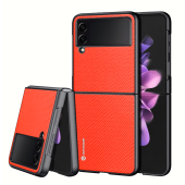 Plastové puzdro na Samsung Galaxy Z Flip 3 5G F711 Dux Ducis Fino Nylon TPC/TPU červené