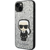 Plastové puzdro Karl Lagerfeld na Apple iPhone 14 KLHCP14SGFKPG HC Glitter Flakes Ikonik strieborné