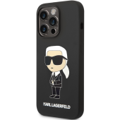 Silikónové puzdro Karl Lagerfeld na Apple iPhone 14 Pro KLHCP14LSNIKBCK Liquid Silicone Ikonik NFT čierne