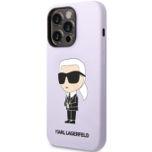 Silikónové puzdro Karl Lagerfeld na Apple iPhone 14 Pro KLHCP14LSNIKBCU Liquid Silicone Ikonik NFT fialové