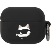 Silikónové puzdro Karl Lagerfeld na Apple AirPods Pro KLAPRUNCHK 3D Choupette Head Logo NFT čierne