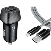 Tactical Field Plug Dual 12W + Tactical Fast Rope Aramid USB-A/Lightning MFi 0.3m, šedý