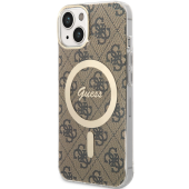 Plastové puzdro Guess na Apple iPhone 13 GUHMP13MH4STW 4G IML MagSafe hnedé