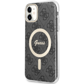 Plastové puzdro Guess na Apple iPhone 11 GUHMN61H4STK 4G IML MagSafe čierne