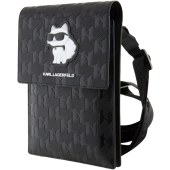 Univerzálne puzdro Karl Lagerfeld na smartfón KLWBSAKHPCK Saffiano Monogram Wallet Phone Bag Choupette NFT čierne