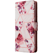Diárové puzdro na Apple iPhone 14 Marble Bronze Book kvety