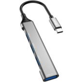 Dudao HUB 4v1 A16T, 4x USB-A, 6.3cm, sivý