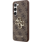 Plastové puzdro Guess na Samsung Galaxy S23 FE 5G S711 GUHCS23FE4GMGBR PU 4G Big Metal Logo hnedé