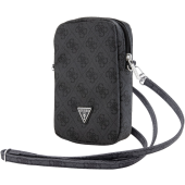 Univerzálne puzdro Guess na smartfón GUWBZP4GFTSK PU 4G Triangle Logo Walltet Phone Bag Zipper čierne