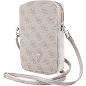 Univerzálne puzdro Guess na smartfón GUWBZP4GFTSP PU 4G Triangle Logo Walltet Phone Bag Zipper ružové