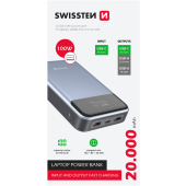 SWISSTEN PowerBank, 20000mAh, Power Delivery 100W, modrá